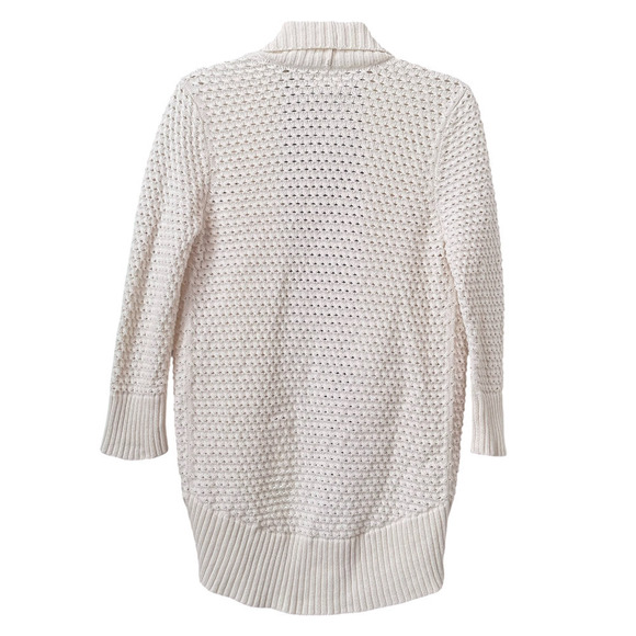 Converse One Star Knit Womens Large Open Front Cardigan Ivory 3/4 Sleeve Cotton - Picture 2 of 8